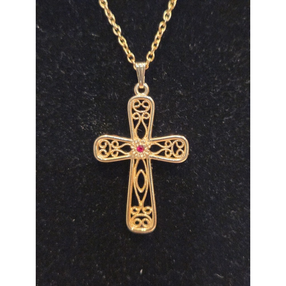 Vintage Gold Tone Sarah Coventry Cross on Chain